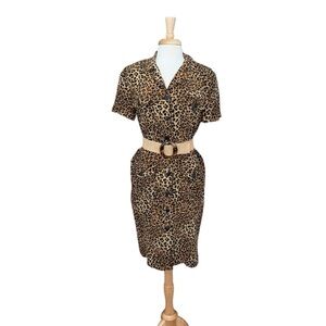 Maggy London Leopard Print Silk Dress Size 12